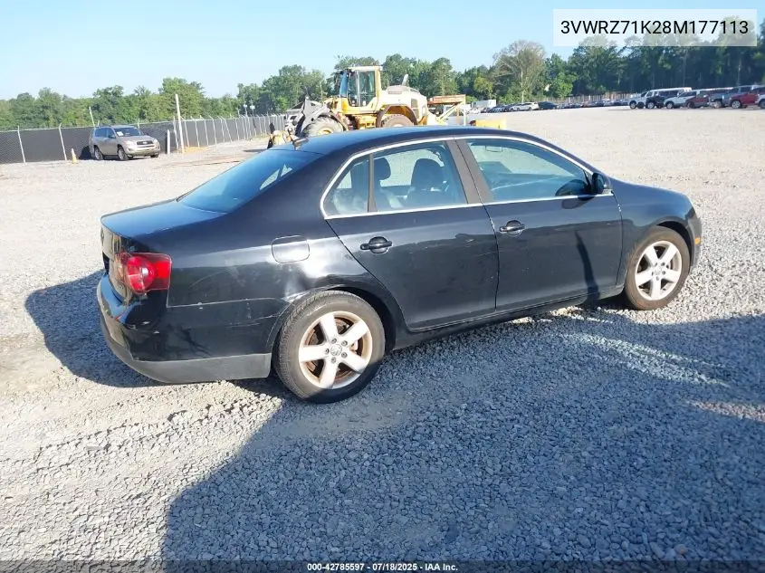 2008 Volkswagen Jetta Se/Sel VIN: 3VWRZ71K28M177113 Lot: 42785597