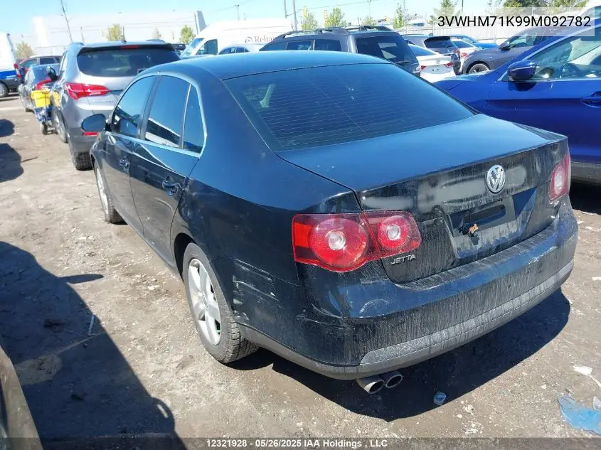 2009 Volkswagen Jetta 2.5L Comfortline VIN: 3VWHM71K99M092782 Lot: 12321928