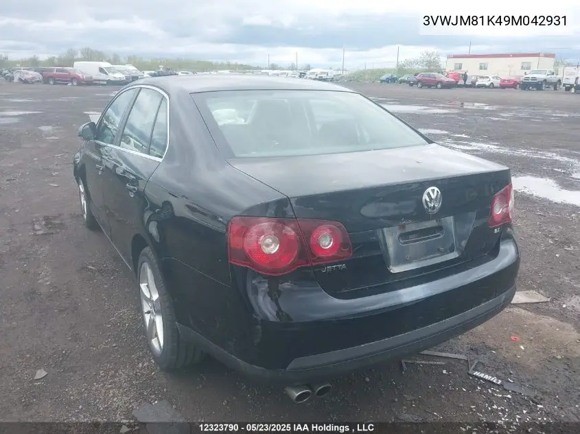 2009 Volkswagen Jetta S VIN: 3VWJM81K49M042931 Lot: 12323790