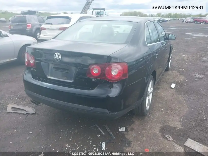 2009 Volkswagen Jetta S VIN: 3VWJM81K49M042931 Lot: 12323790