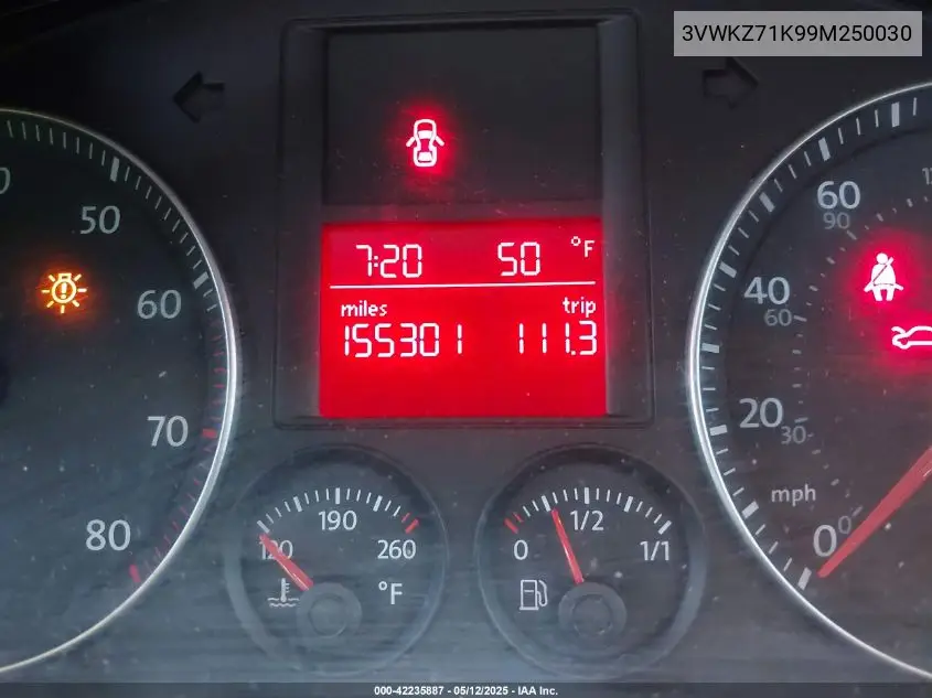 2009 Volkswagen Jetta 2.5L S VIN: 3VWKZ71K99M250030 Lot: 42235887