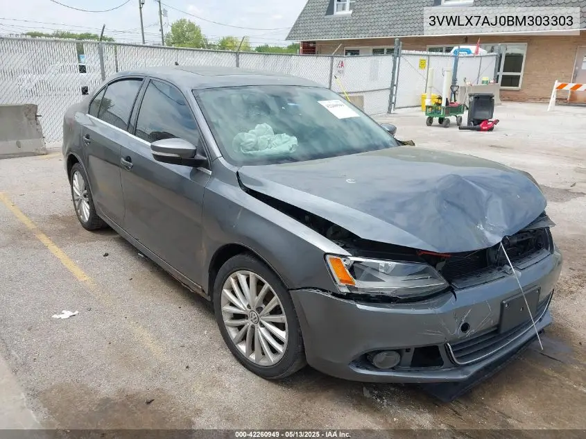 2011 Volkswagen Jetta 2.5L Sel VIN: 3VWLX7AJ0BM303303 Lot: 42260949