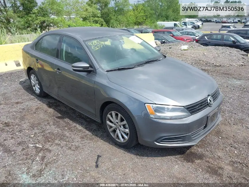 2011 Volkswagen Jetta 2.5L Se VIN: 3VWDZ7AJ7BM350536 Lot: 42635071