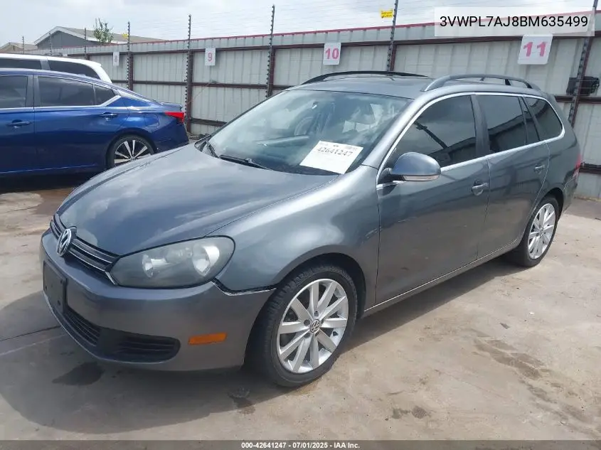2011 Volkswagen Jetta Sportwagen 2.0L Tdi VIN: 3VWPL7AJ8BM635499 Lot: 42641247