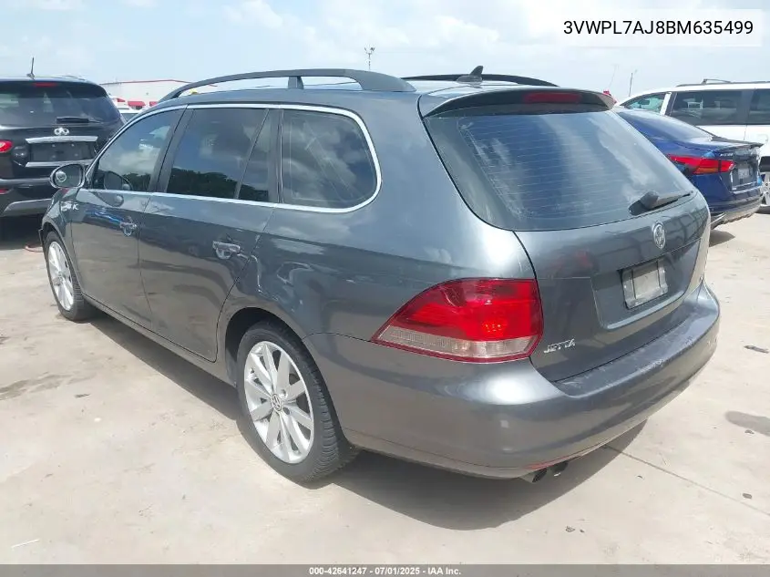 2011 Volkswagen Jetta Sportwagen 2.0L Tdi VIN: 3VWPL7AJ8BM635499 Lot: 42641247