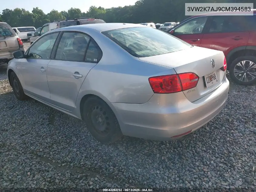 2012 Volkswagen Jetta 2.0L S VIN: 3VW2K7AJ9CM394583 Lot: 42262732