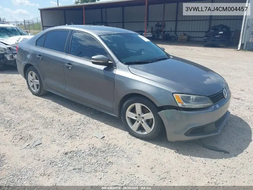 2012 Volkswagen Jetta 2.0L Tdi VIN: 3VWLL7AJ4CM004457 Lot: 42624318