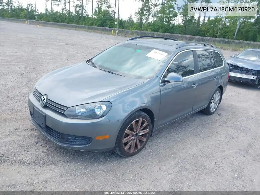 2012 Volkswagen Jetta Sportwagen 2.0L Tdi VIN: 3VWPL7AJ8CM670920 Lot: 42625944