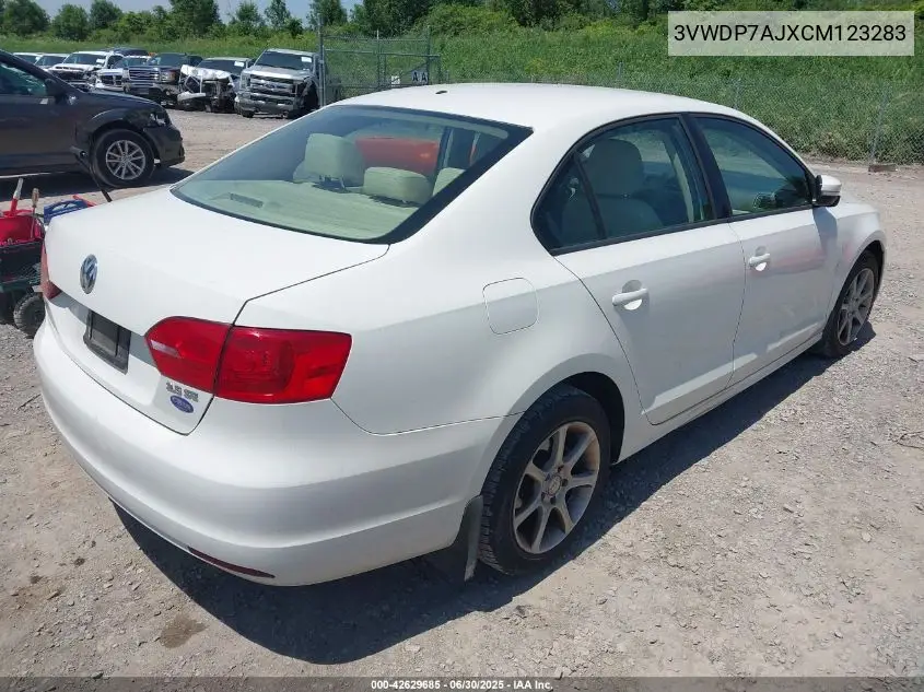 3VWDP7AJXCM123283 2012 Volkswagen Jetta 2.5L Se