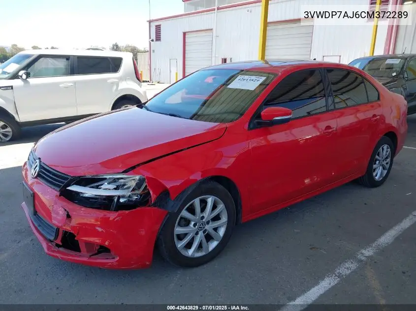 2012 Volkswagen Jetta 2.5L Se VIN: 3VWDP7AJ6CM372289 Lot: 42643829
