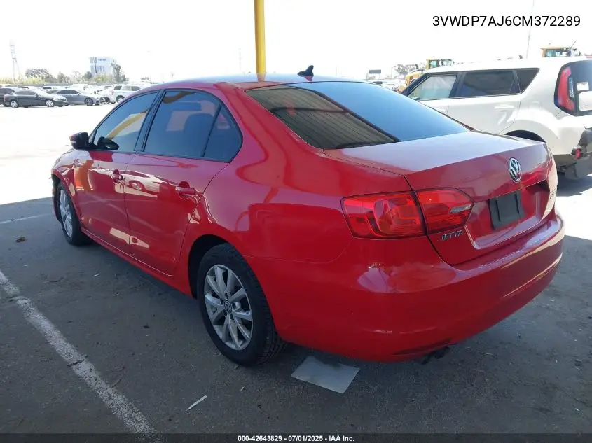 2012 Volkswagen Jetta 2.5L Se VIN: 3VWDP7AJ6CM372289 Lot: 42643829