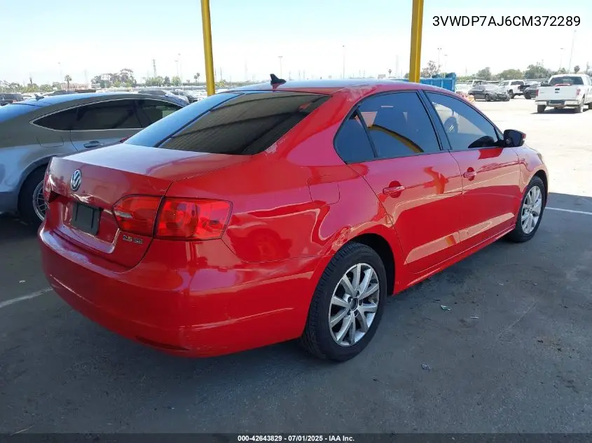 2012 Volkswagen Jetta 2.5L Se VIN: 3VWDP7AJ6CM372289 Lot: 42643829