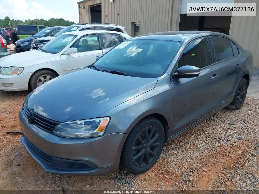 2012 Volkswagen Jetta 2.5L Se VIN: 3VWDX7AJ6CM377136 Lot: 42645975