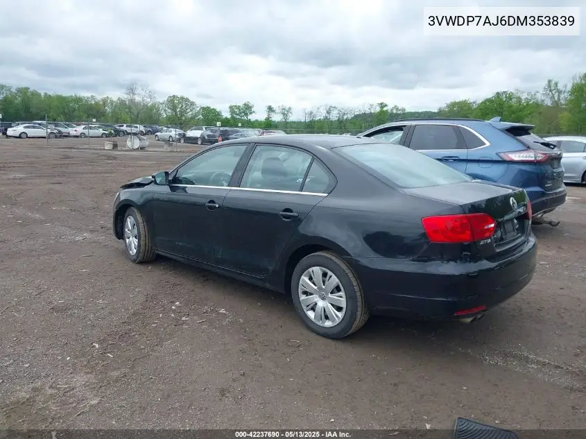 2013 Volkswagen Jetta 2.5L Se VIN: 3VWDP7AJ6DM353839 Lot: 42237690