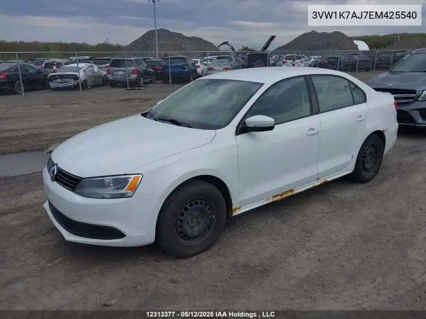 2014 Volkswagen Jetta 2.0L Trendline/2.0L Trendline+ VIN: 3VW1K7AJ7EM425540 Lot: 12313377X