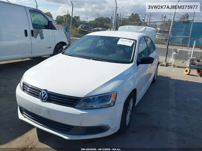 2014 Volkswagen Jetta 2.0L S VIN: 3VW2K7AJ8EM375977 Lot: 42249360
