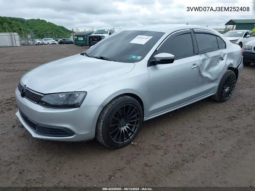 2014 Volkswagen Jetta 1.8T Se VIN: 3VWD07AJ3EM252408 Lot: 42255353