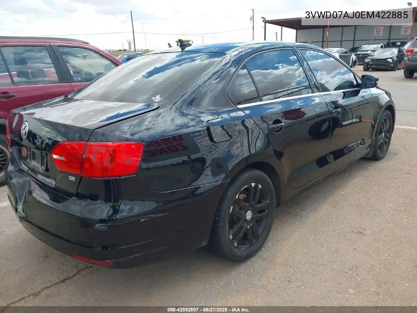 2014 Volkswagen Jetta 1.8T Se VIN: 3VWD07AJ0EM422885 Lot: 42592007