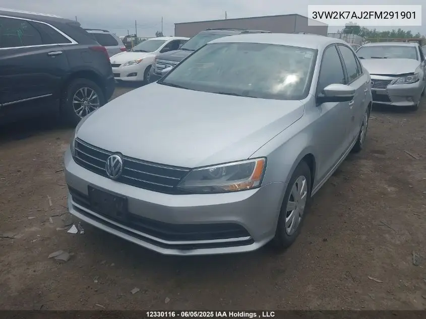 2015 Volkswagen Jetta 2.0L Trendline/2.0L Trendline+ VIN: 3VW2K7AJ2FM291901 Lot: 12330116