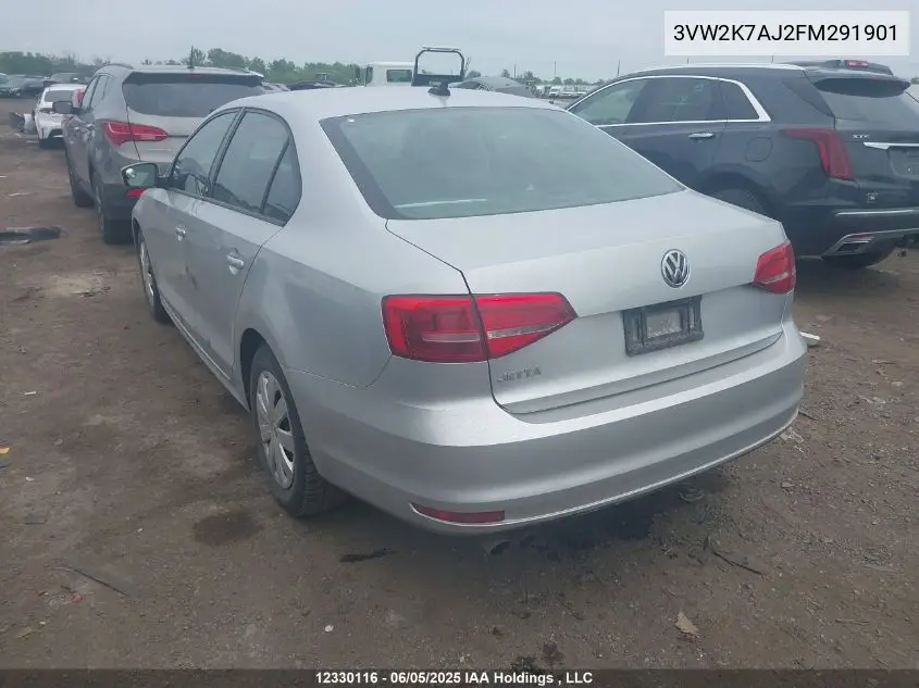 2015 Volkswagen Jetta 2.0L Trendline/2.0L Trendline+ VIN: 3VW2K7AJ2FM291901 Lot: 12330116