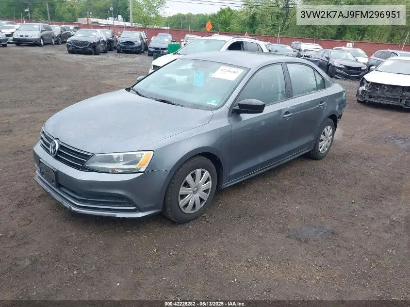 2015 Volkswagen Jetta 2.0L S VIN: 3VW2K7AJ9FM296951 Lot: 42226282