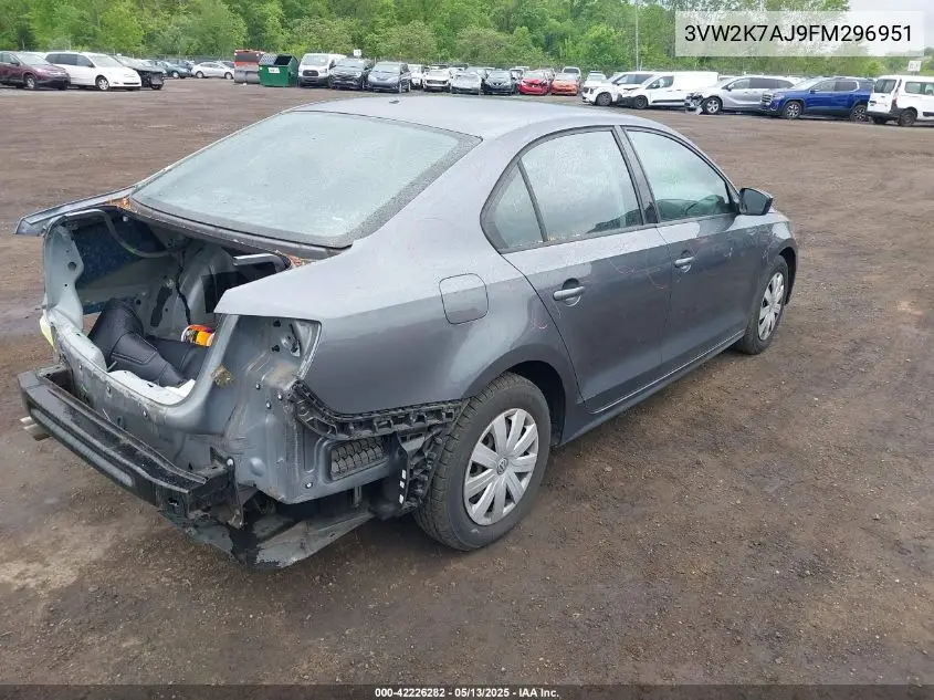 2015 Volkswagen Jetta 2.0L S VIN: 3VW2K7AJ9FM296951 Lot: 42226282