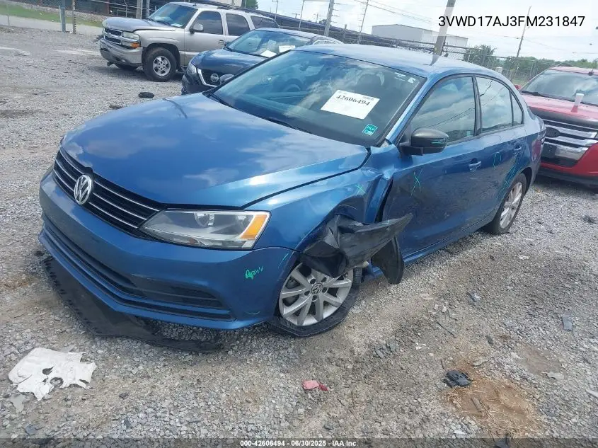 3vwd17aj3fm231847 3VWD17AJ3FM231847 2015 Volkswagen Jetta 1.8T Se