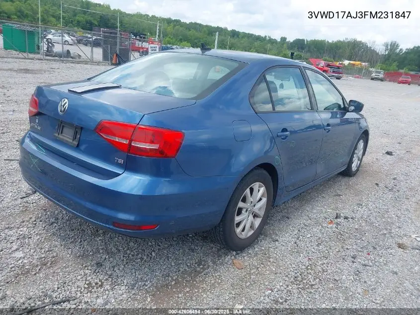 3vwd17aj3fm231847 3VWD17AJ3FM231847 2015 Volkswagen Jetta 1.8T Se