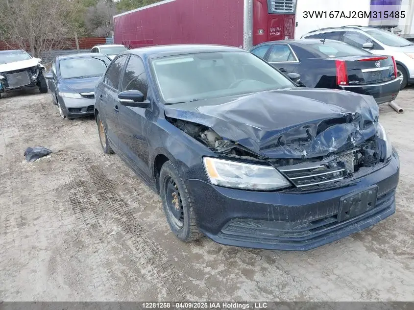 2016 Volkswagen Jetta VIN: 3VW167AJ2GM315485 Lot: 12281258