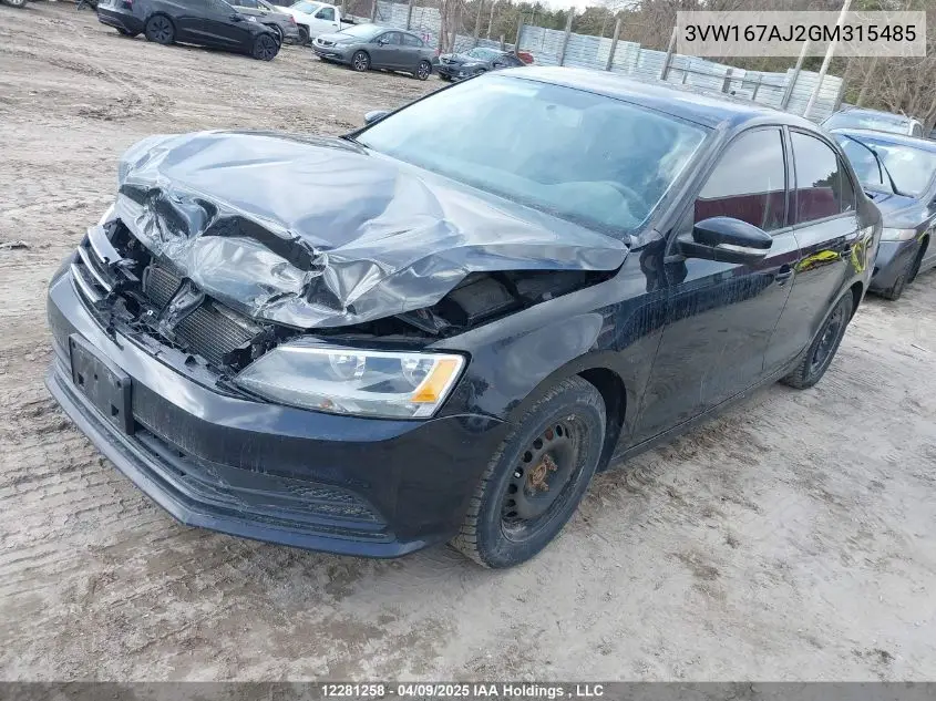 2016 Volkswagen Jetta VIN: 3VW167AJ2GM315485 Lot: 12281258