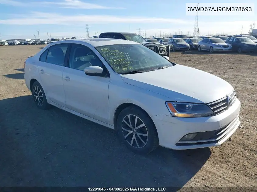 2016 Volkswagen Jetta Se VIN: 3VWD67AJ9GM378693 Lot: 12291045