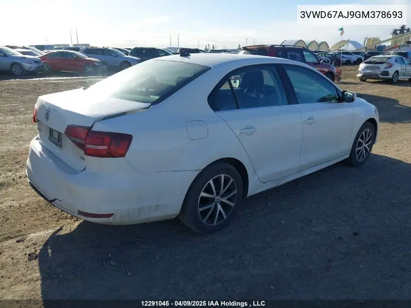 2016 Volkswagen Jetta Se VIN: 3VWD67AJ9GM378693 Lot: 12291045