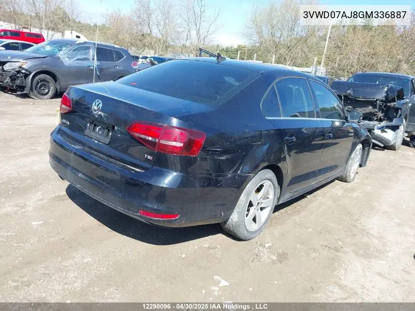 2016 Volkswagen Jetta Comfortline VIN: 3VWD07AJ8GM336887 Lot: 12298096