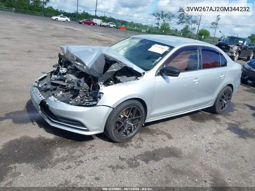 2016 Volkswagen Jetta 1.4T S VIN: 3VW267AJ2GM344232 Lot: 42255061