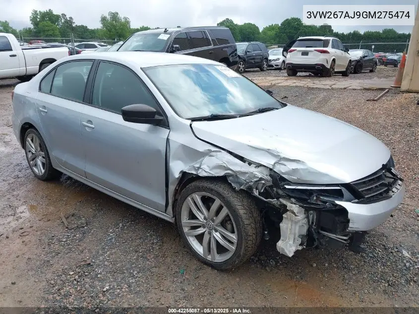 2016 Volkswagen Jetta 1.4T S VIN: 3VW267AJ9GM275474 Lot: 42255087