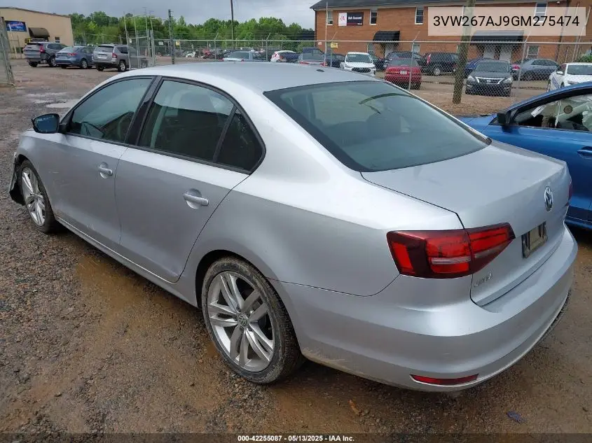 2016 Volkswagen Jetta 1.4T S VIN: 3VW267AJ9GM275474 Lot: 42255087