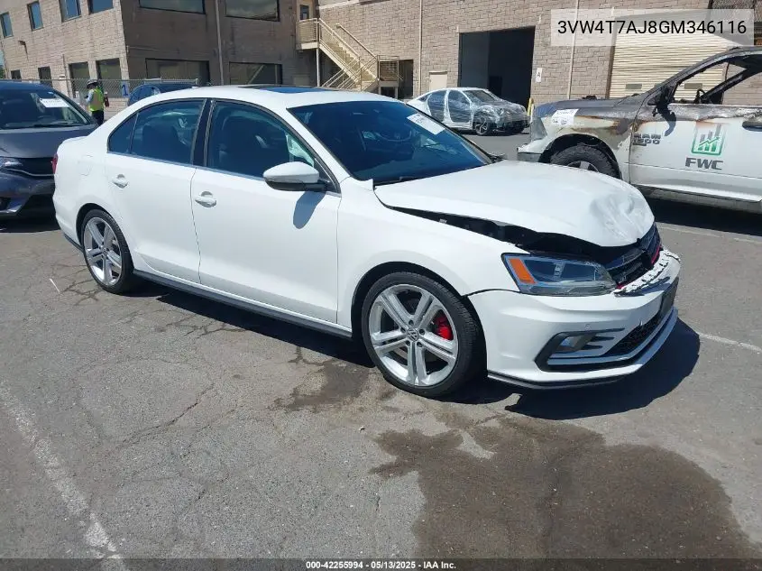 2016 Volkswagen Jetta 2.0T Gli Se VIN: 3VW4T7AJ8GM346116 Lot: 42255994