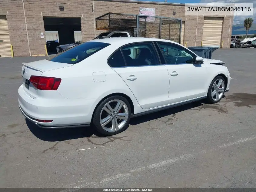 2016 Volkswagen Jetta 2.0T Gli Se VIN: 3VW4T7AJ8GM346116 Lot: 42255994