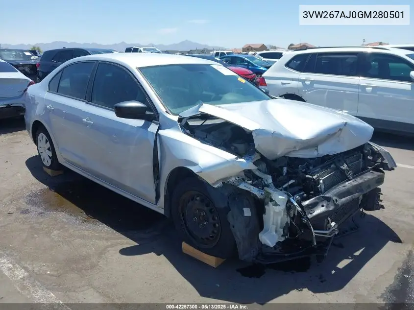2016 Volkswagen Jetta 1.4T S VIN: 3VW267AJ0GM280501 Lot: 42257300