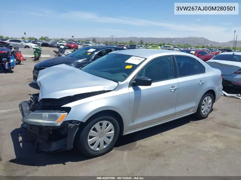 2016 Volkswagen Jetta 1.4T S VIN: 3VW267AJ0GM280501 Lot: 42257300