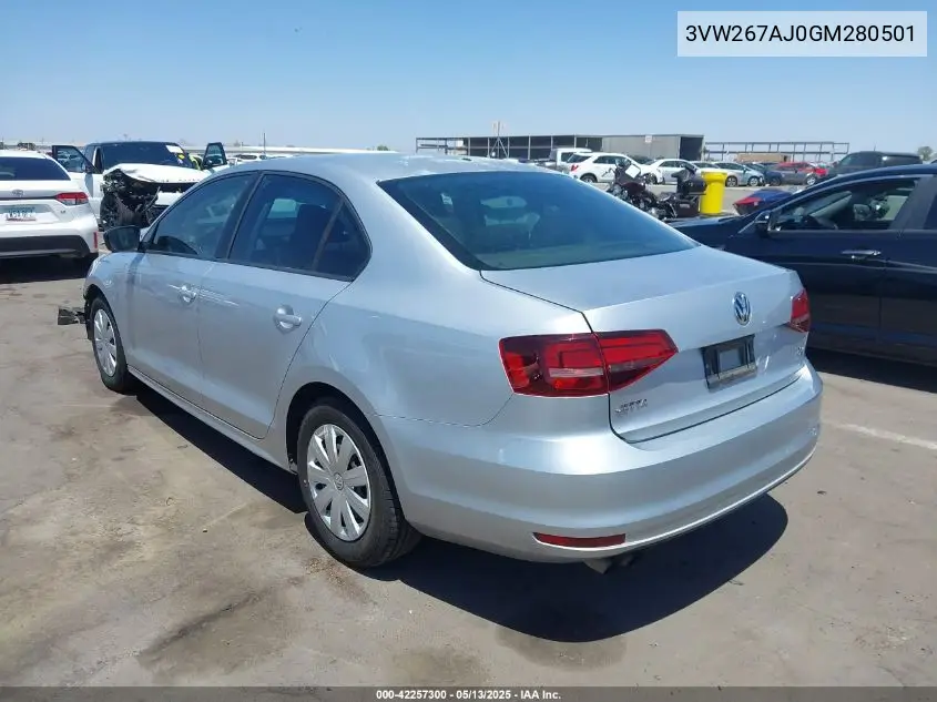 2016 Volkswagen Jetta 1.4T S VIN: 3VW267AJ0GM280501 Lot: 42257300