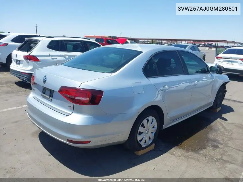 2016 Volkswagen Jetta 1.4T S VIN: 3VW267AJ0GM280501 Lot: 42257300