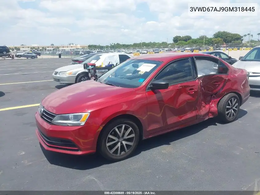 2016 Volkswagen Jetta 1.4T Se VIN: 3VWD67AJ9GM318445 Lot: 42300689