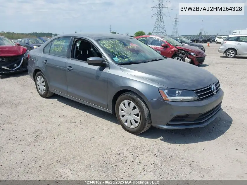 2017 Volkswagen Jetta 1.4 Tsi Trendline+ VIN: 3VW2B7AJ2HM264328 Lot: 12346102X