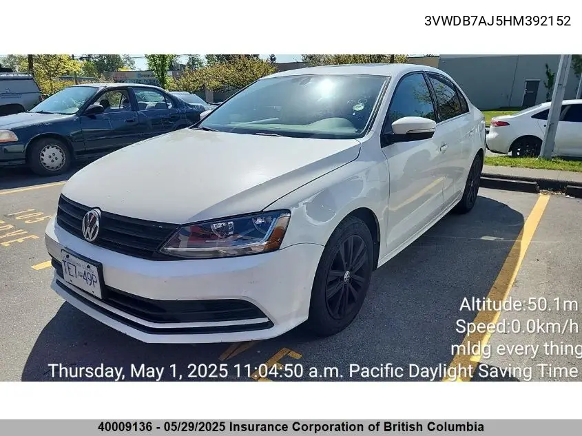 2017 Volkswagen Jetta VIN: 3VWDB7AJ5HM392152 Lot: 40009136