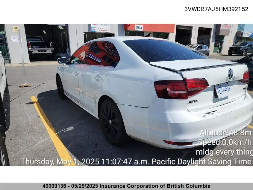 2017 Volkswagen Jetta VIN: 3VWDB7AJ5HM392152 Lot: 40009136
