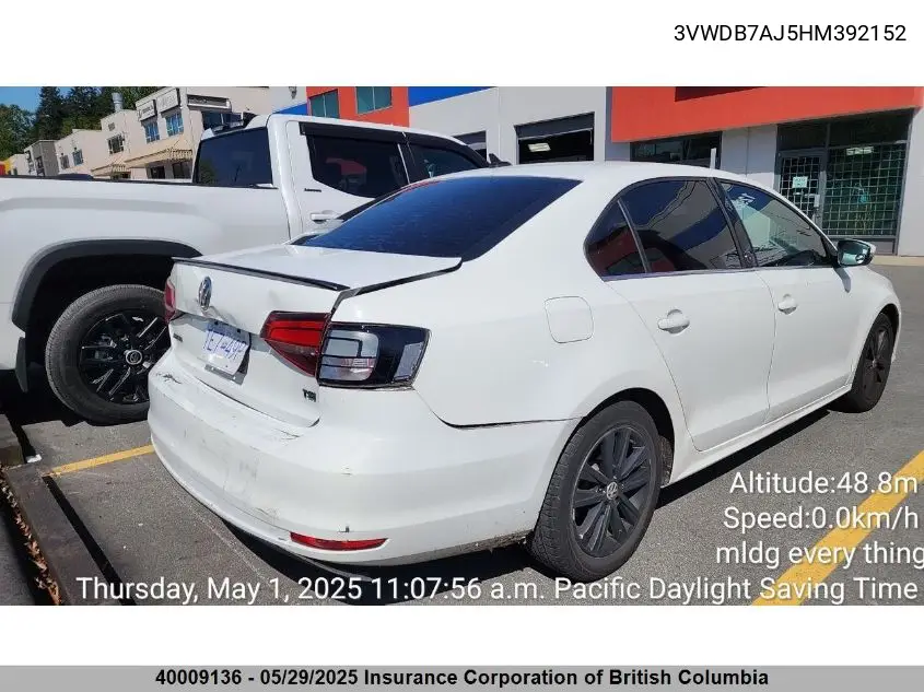 2017 Volkswagen Jetta VIN: 3VWDB7AJ5HM392152 Lot: 40009136