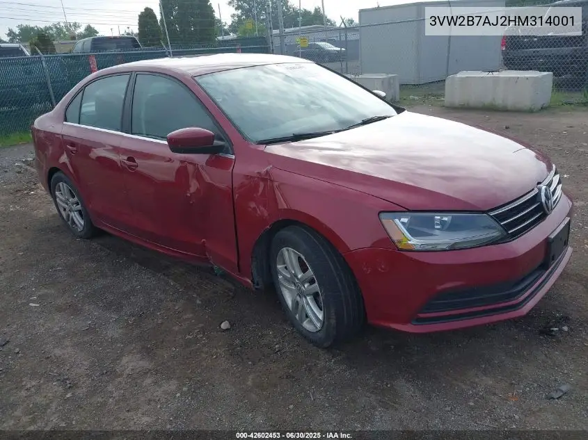 2017 Volkswagen Jetta 1.4T S VIN: 3VW2B7AJ2HM314001 Lot: 42602453