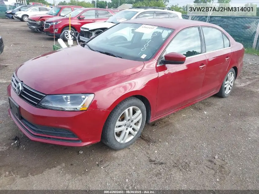 2017 Volkswagen Jetta 1.4T S VIN: 3VW2B7AJ2HM314001 Lot: 42602453