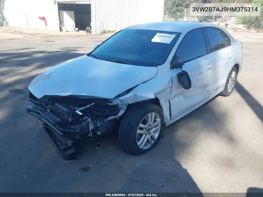 2017 Volkswagen Jetta S VIN: 3VW2B7AJ9HM375314 Lot: 42609904